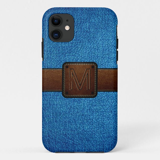 Capa Para iPhone Da Case-Mate etiqueta azul de couro (Verso)