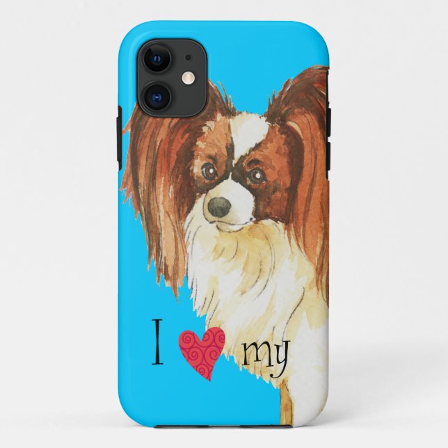Capa Para iPhone Da Case-Mate Eu amo meu Papillon (Verso)
