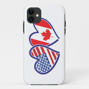 Capa Para iPhone Da Case-Mate EUA e Canadian Flag Hearts