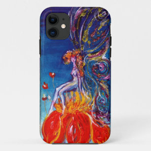 Capa Para iPhone Da Case-Mate FAIRY IN NOITE SENTADO NO Monograma da Flor Vermel