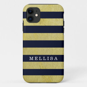Capa Para iPhone Da Case-Mate Faixa Dourada do Marinho Moderno Personalizado