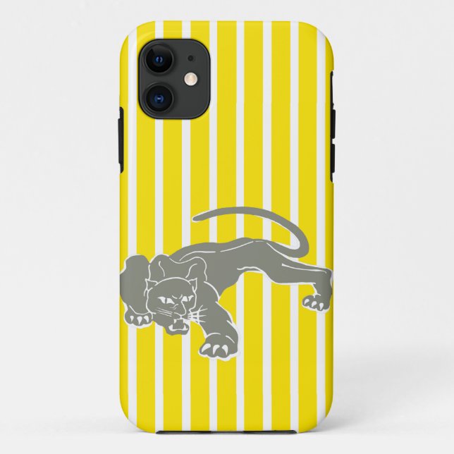 Capa Para iPhone Da Case-Mate Faixa Safari Amarela ouro com Leopardo (Verso)