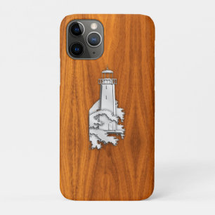 Capa Para iPhone Da Case-Mate Farol de Cromo na Madeira de Teak