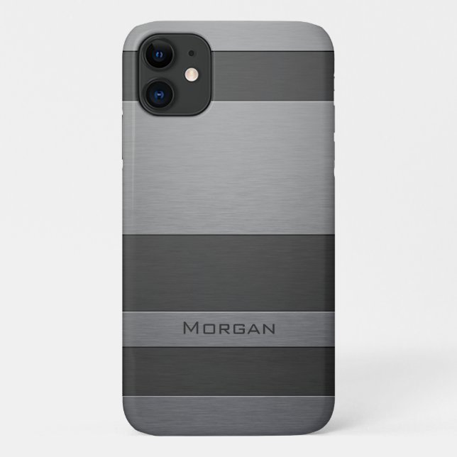 Capa Para iPhone Da Case-Mate Faux Brushing Steel - Adicione O Seu Nome (Verso)