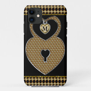 Capa Para iPhone Da Case-Mate Fechamento dourado do coração com monograma do