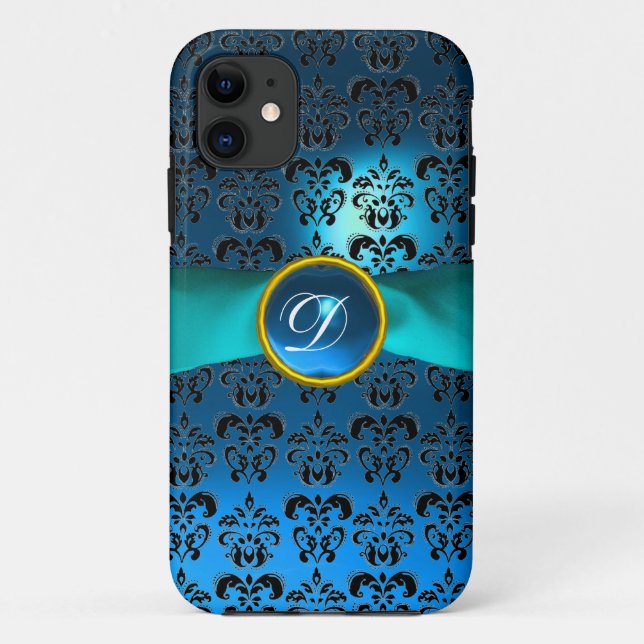 Capa Para iPhone Da Case-Mate Fita azul DAMASK GIRLY MONOGRAM (Verso)