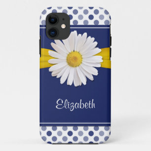 Capa Para iPhone Da Case-Mate Fita Azul Marinho Daisy do Bolinhas