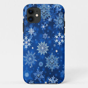 Capa Para iPhone Da Case-Mate Flocos de neve do Natal azuis e de prata