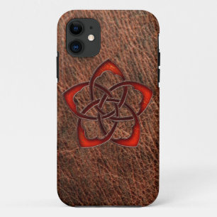 Capa Para iPhone Da Case-Mate Flor celta alaranjada do nó no couro genuíno