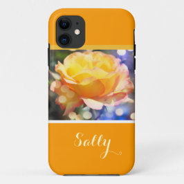 Capa Para iPhone Da Case-Mate Flor de rosa amarela elegante, com nome