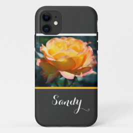 Capa Para iPhone Da Case-Mate Flor de rosa amarela elegante, com nome