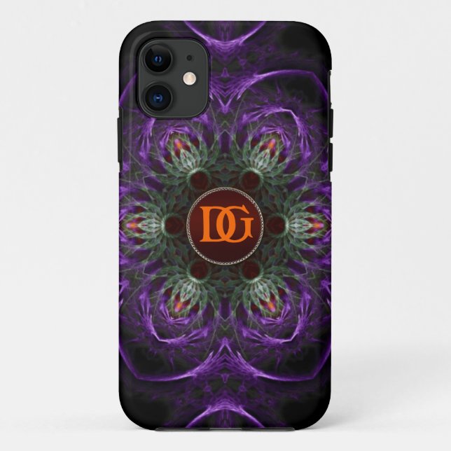 Capa Para iPhone Da Case-Mate Floral Medieval Violeta Monograma iPhone 5 (Verso)
