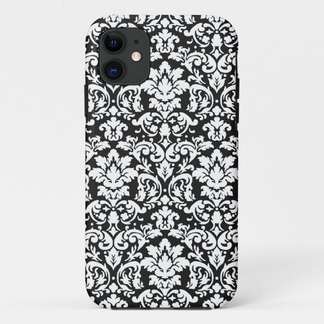 Capa Para iPhone Da Case-Mate floreio de damasco preto e branco (Verso)