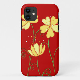 Capa Para iPhone Da Case-Mate Flores amarelas modernas no vermelho