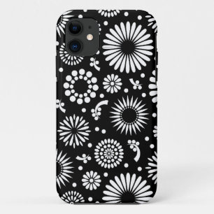 Capa Para iPhone Da Case-Mate Flores boho Padrão floral vetorial preto e branco