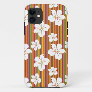 Capa Para iPhone Da Case-Mate Flores brancas em um fundo listrado