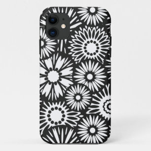 Capa Para iPhone Da Case-Mate Flores brancas retro pretas iPhone 5 Case
