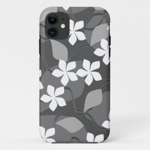 Capa Para iPhone Da Case-Mate Flores cinzentas e brancas. Teste padrão floral