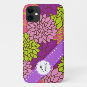 Capa Para iPhone Da Case-Mate Flores Dahlia, Flores Coloridas, Monograma