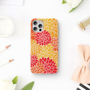 Capa Para iPhone Da Case-Mate Flores Dahlia, Padrão De Flores, Laranja Dahlia