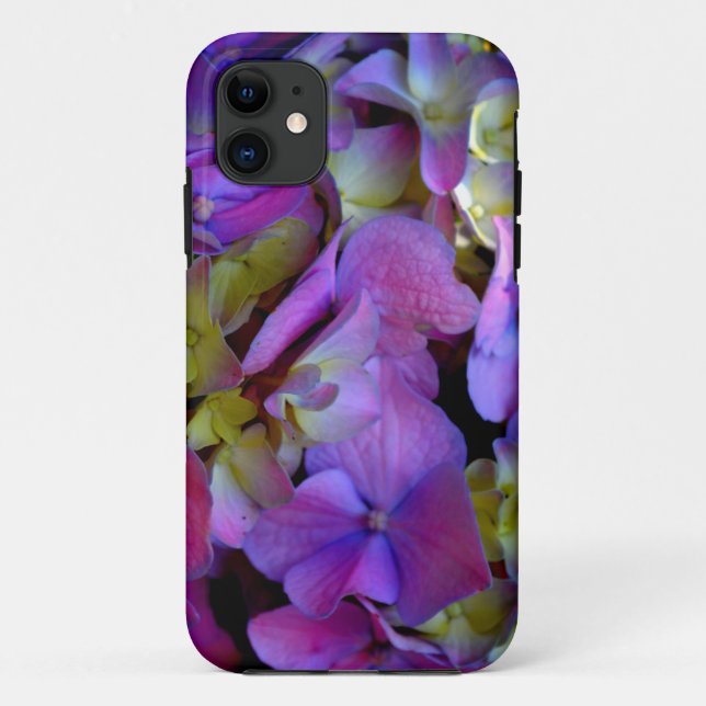 Capa Para iPhone Da Case-Mate Flores magenta púrpura amarelas Hydrangas (Verso)