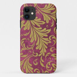 Capa Para iPhone Da Case-Mate Folhas de Acanto em Aquarela Roxo Magenta Dourado