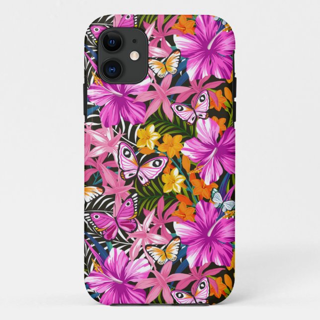 Capa Para iPhone Da Case-Mate Folhas e flores tropicais (Verso)