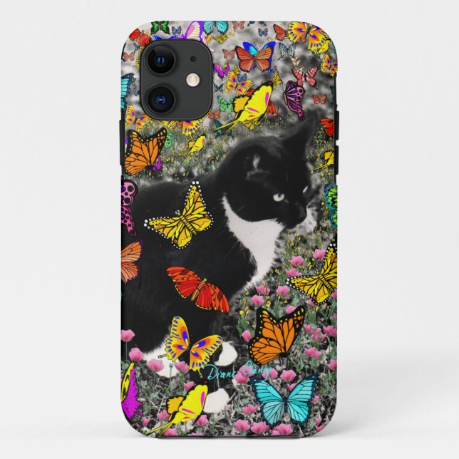 Capa Para iPhone Da Case-Mate Freckles nas borboletas - gatinho do smoking (Verso)