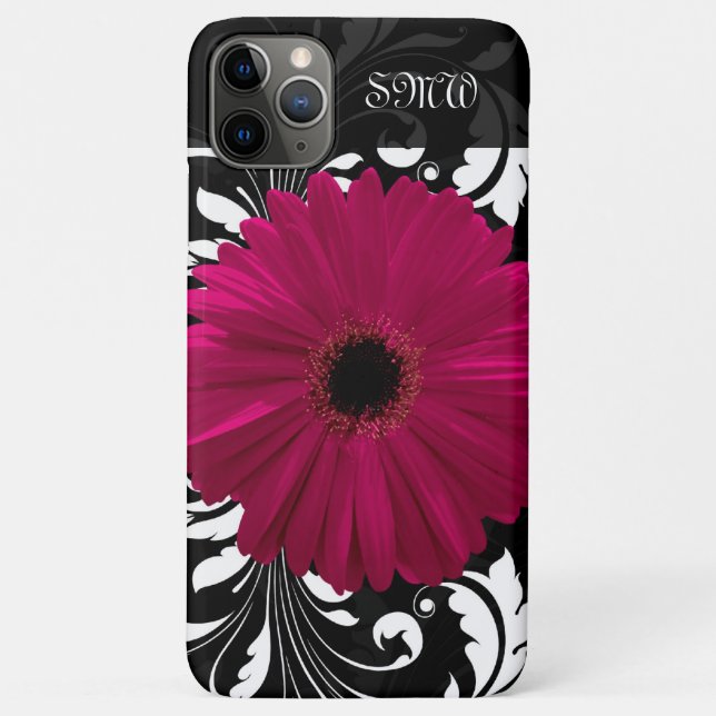 Capa Para iPhone Da Case-Mate Fuchsia Gerbera Daisy com espiral Preta e Branca (Verso)