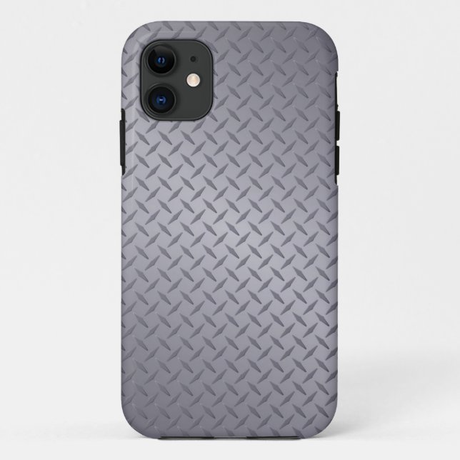 Capa Para iPhone Da Case-Mate Fundo Diamondplate De Aço Com Cinza Profunda (Verso)