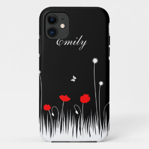 Capa Para iPhone Da Case-Mate Fundo preto das papoilas vermelhas