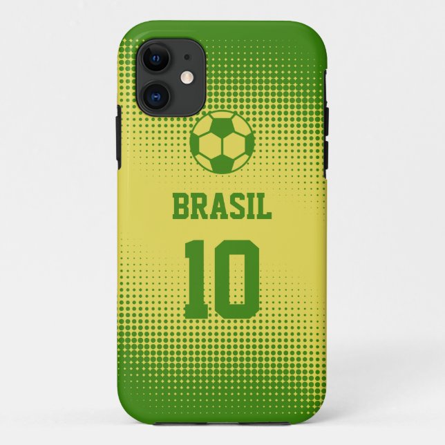 Capa Para iPhone Da Case-Mate Futebol de Brasil Brasil com número feito sob (Verso)