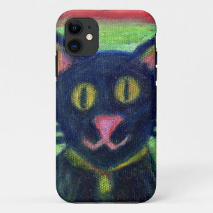 Capa Para iPhone Da Case-Mate Gatinho Preto Fofo Pastéis a Óleo em Tela Design