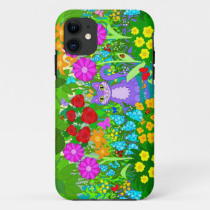 Capa Para iPhone Da Case-Mate Gato em Flores de Arte Coloridas do Jardim Borbole