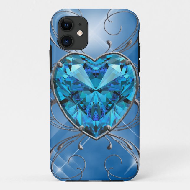 Capa Para iPhone Da Case-Mate Gema Coração Azul (Verso)