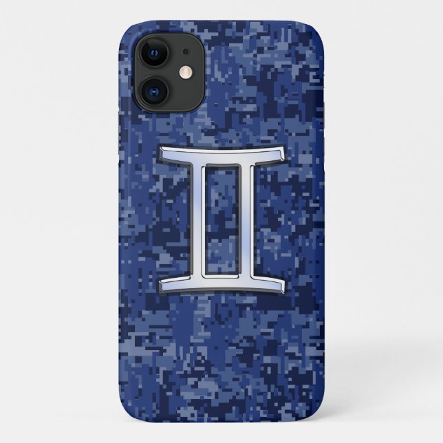 Capa Para iPhone Da Case-Mate Gemini assine a camuflagem digital azul do Marinho (Verso)