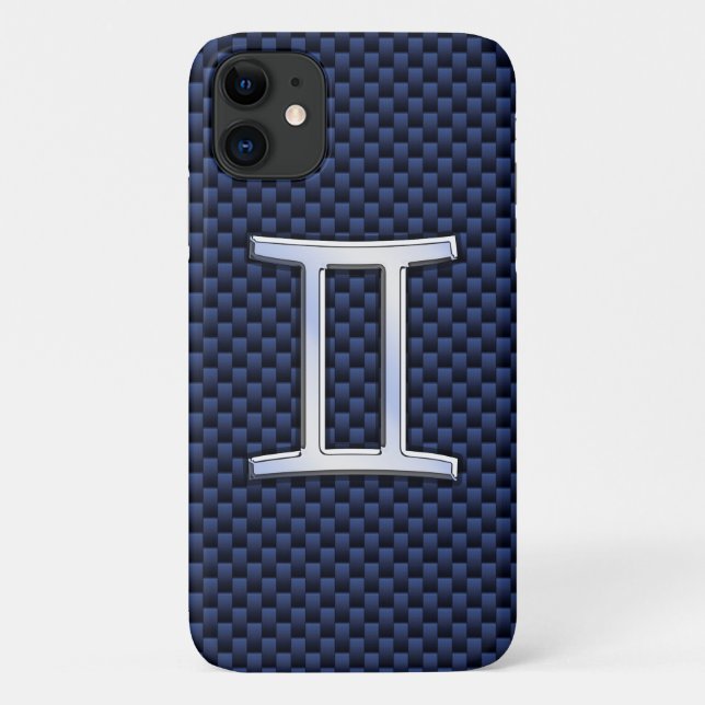 Capa Para iPhone Da Case-Mate Gemini Zodiac Símbolo Marinho Estilo de Fibra Azul (Verso)