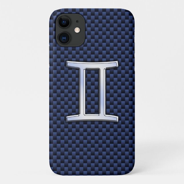 Capa Para iPhone Da Case-Mate Gemini Zodiac Símbolo Marinho Estilo de Fibra Azul (Verso)