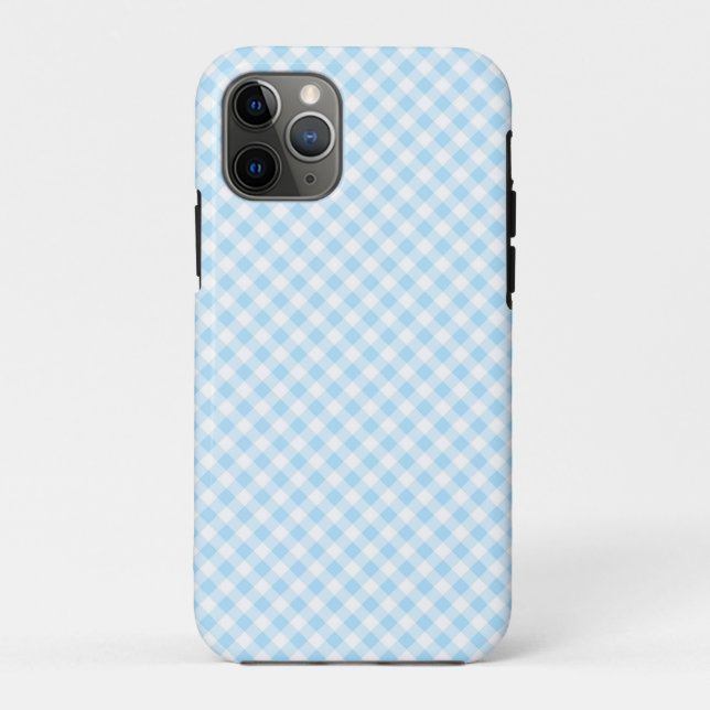 Capa Para iPhone Da Case-Mate Gingham Xadrez Azul e Branco Moderno e Tendência (Verso)