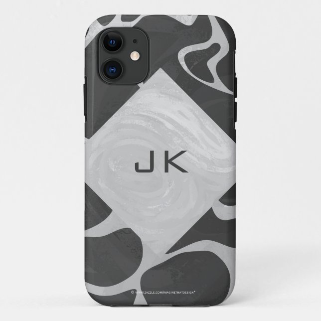 Capa Para iPhone Da Case-Mate Girafa Monograma Preto e Cinza Claro (Verso)