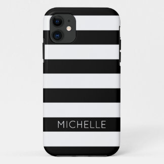 Capa Para iPhone Da Case-Mate Girly Black White Stripes Nome Personalizado Monog