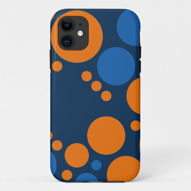 Capa Para iPhone Da Case-Mate Grandes Bolinhas Retro | Azul laranja (Verso)