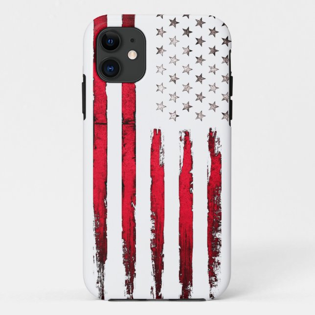 Capa Para iPhone Da Case-Mate Grunge do vermelho da bandeira americana (Verso)