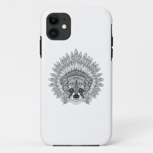 Capa Para iPhone Da Case-Mate Guaxinim no Doodle emplumado da capota da guerra