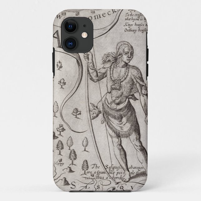 Capa Para iPhone Da Case-Mate Guerreiro de Susquehannock, detalhe do mapa de (Verso)