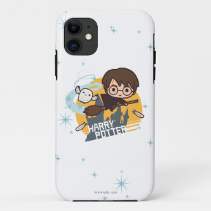 Capa Para iPhone Da Case-Mate Harry em desenho animado e Hedwig voando além de H