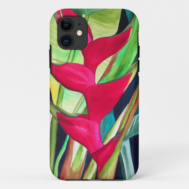 Capa Para iPhone Da Case-Mate Heliconia Lobster Claw, flor de aquarela tropical (Verso)