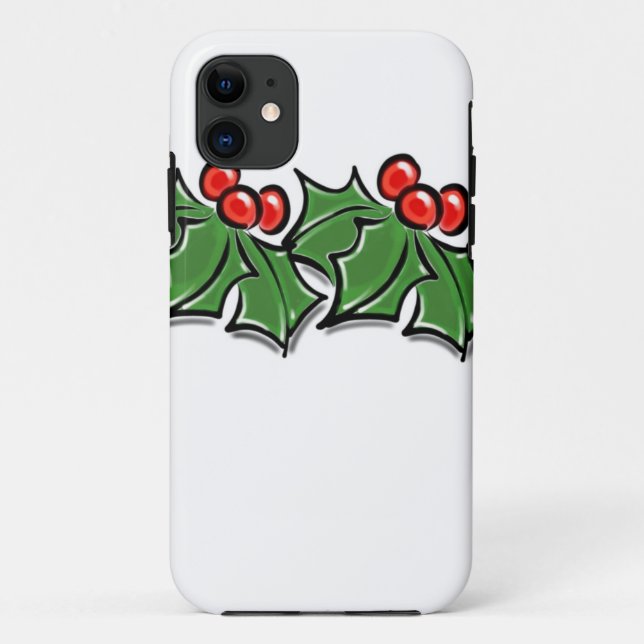 Capa Para iPhone Da Case-Mate Holly Leaves, Holly berry, coroa de Natal (Verso)
