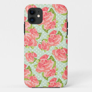 Capa Para iPhone Da Case-Mate Hortelã retro do rosa do impressão floral do