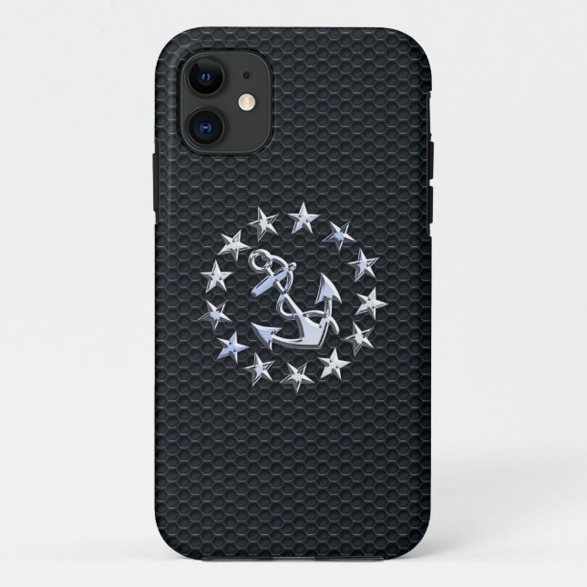 Capa Para iPhone Da Case-Mate Iate náutico: Chrome Ensign on Grille Impressão (Verso)